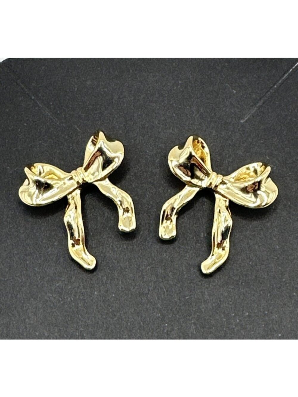 Bow earrings Gold Tone with silver 925 posts And backs